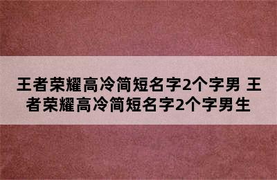 王者荣耀高冷简短名字2个字男 王者荣耀高冷简短名字2个字男生